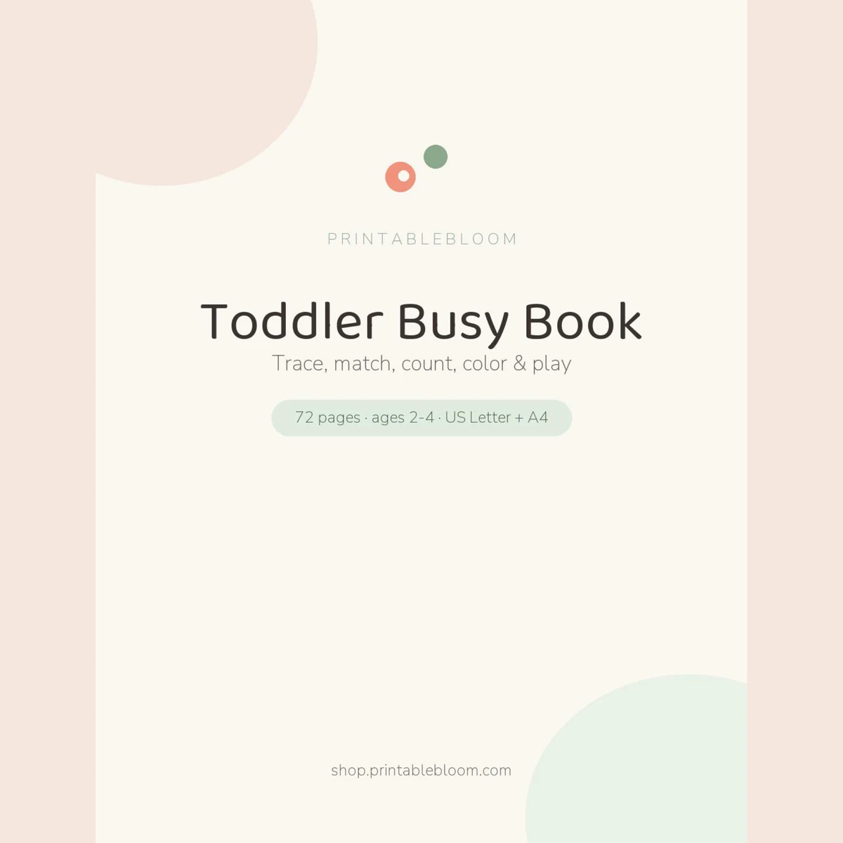 Toddler Busy Book 72-page printable pack cover