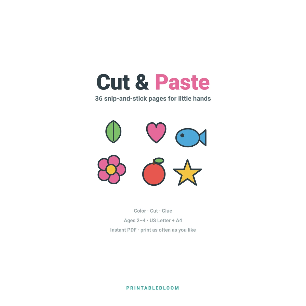 Cut & Paste scissor skills printable pack cover