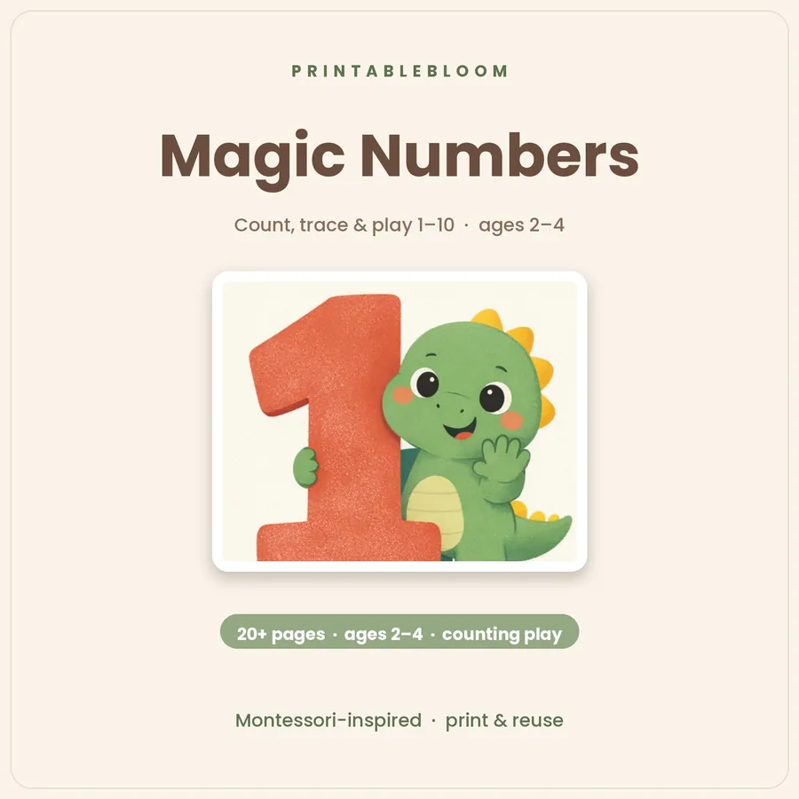 Magic Numbers printable pack cover — count, trace and play 1 to 10